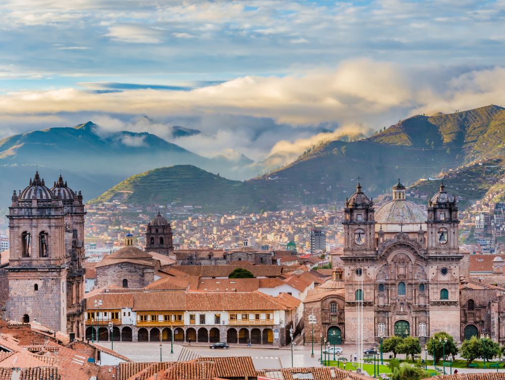 Morning sun rising at Plaza de armas, Cusco, City