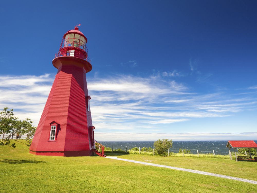 La Martre Lighthouse in Canada. Quebec, Canada.