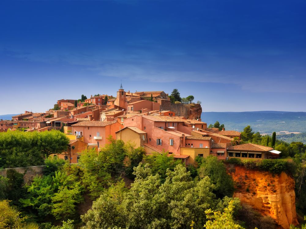 Roussillon village sunset view, Provence, France