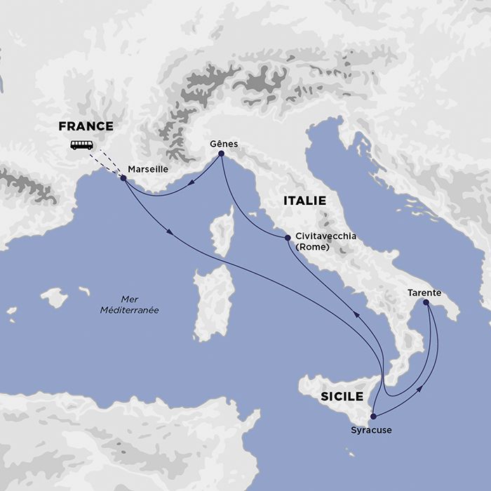 Carte CROISIERES MSC MEDITERRANEE
