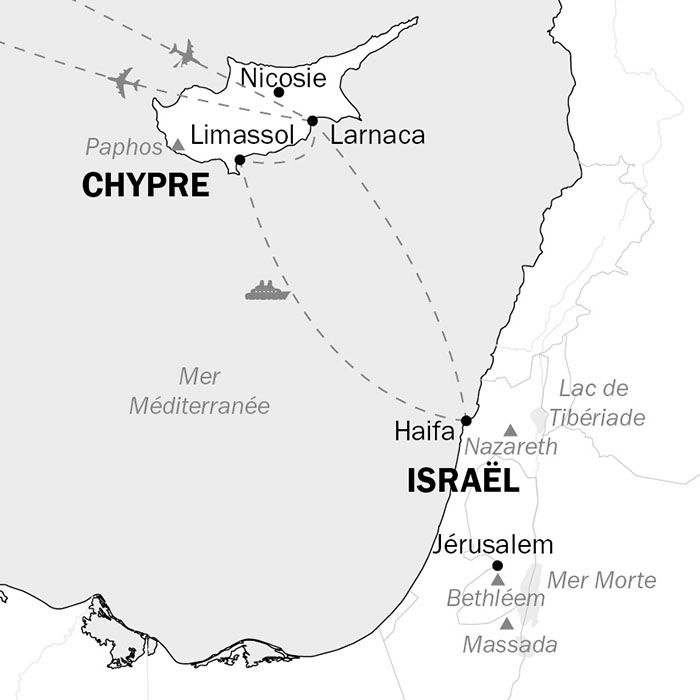 Carte croisière Chypre et terre sainte