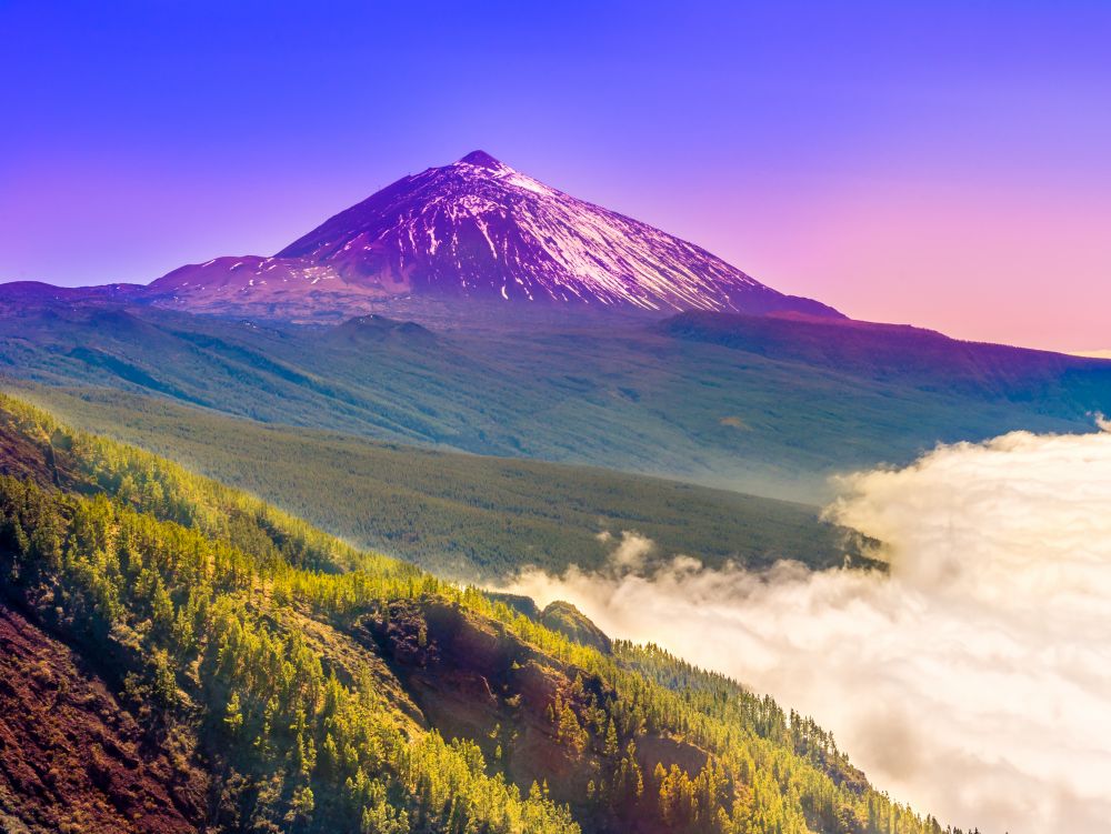 Top of the volcanic mountain Teide at the sunny morning in the Teide National Park, Tenerife, Canary islands, Spain.