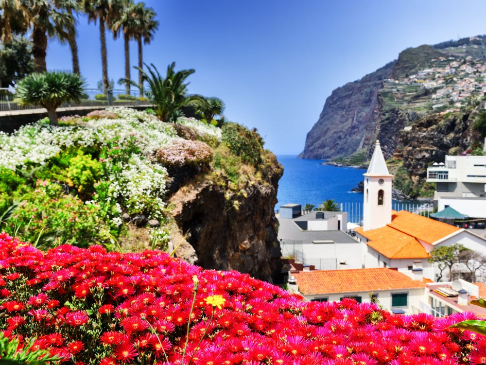 View of Camara de Lobos, small fisherman village on Madeira island