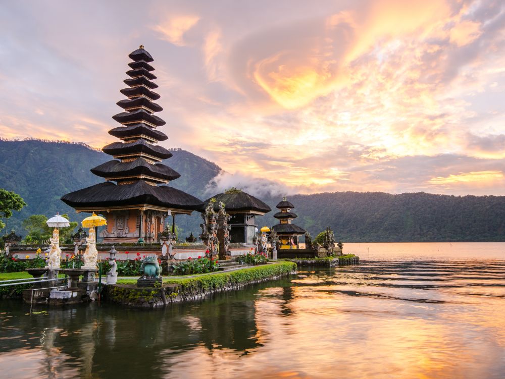 Pura Ulun Danu Bratan, Hindu temple on Bratan lake, Bali, Indonesia