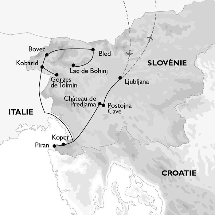 Carte sur les routes de Slovénie