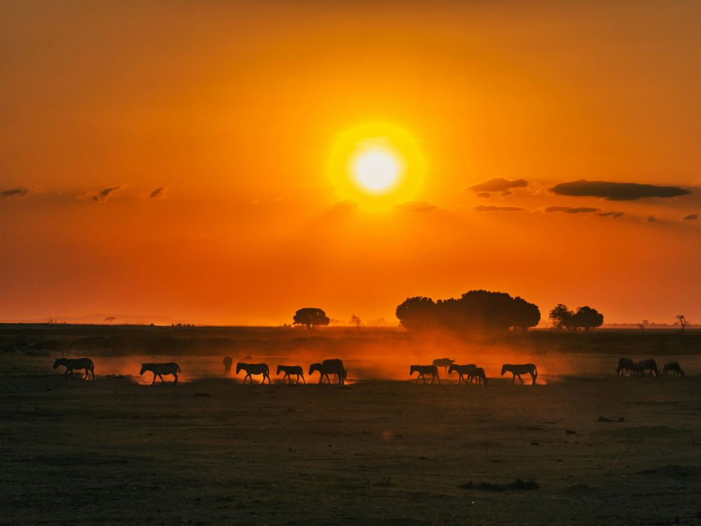 Beau coucher de soleil kenyan