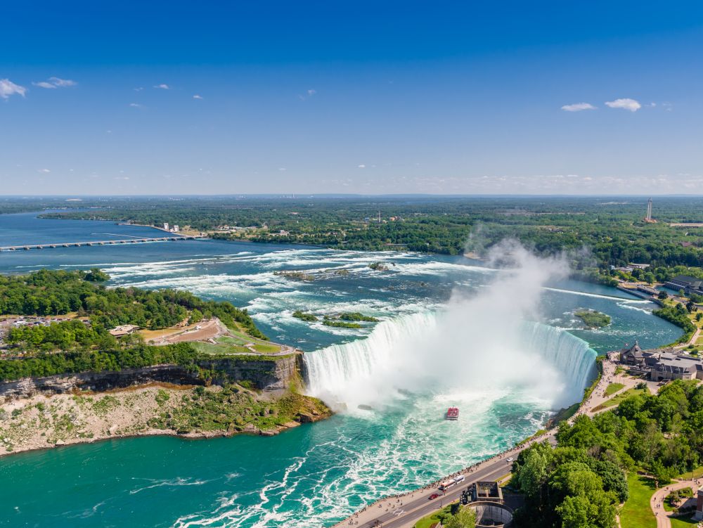 Aerial view of Niagara horseshoe falls. Ontario Canada