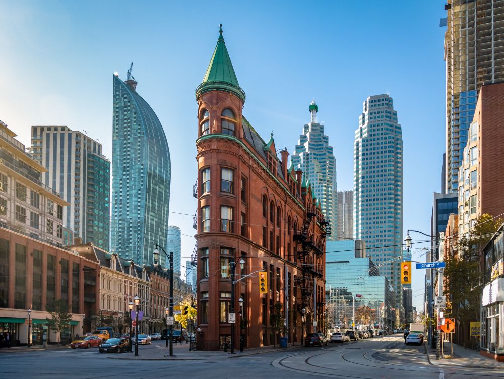 Gooderham or Flatiron Building in downtown Toronto - Toronto, Ontario, Canada