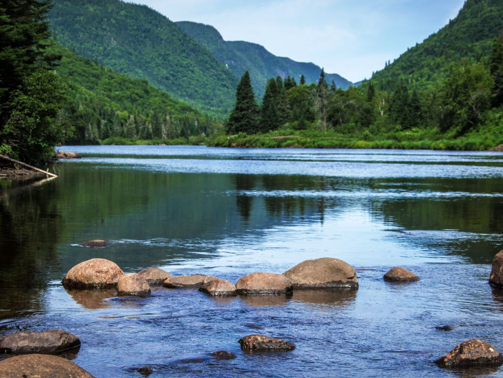 Panoramic view of Jacques Cartier River, Jacques Cartier Naional Park, Quebec