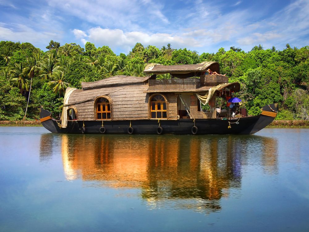 Houseboat in backwaters in India