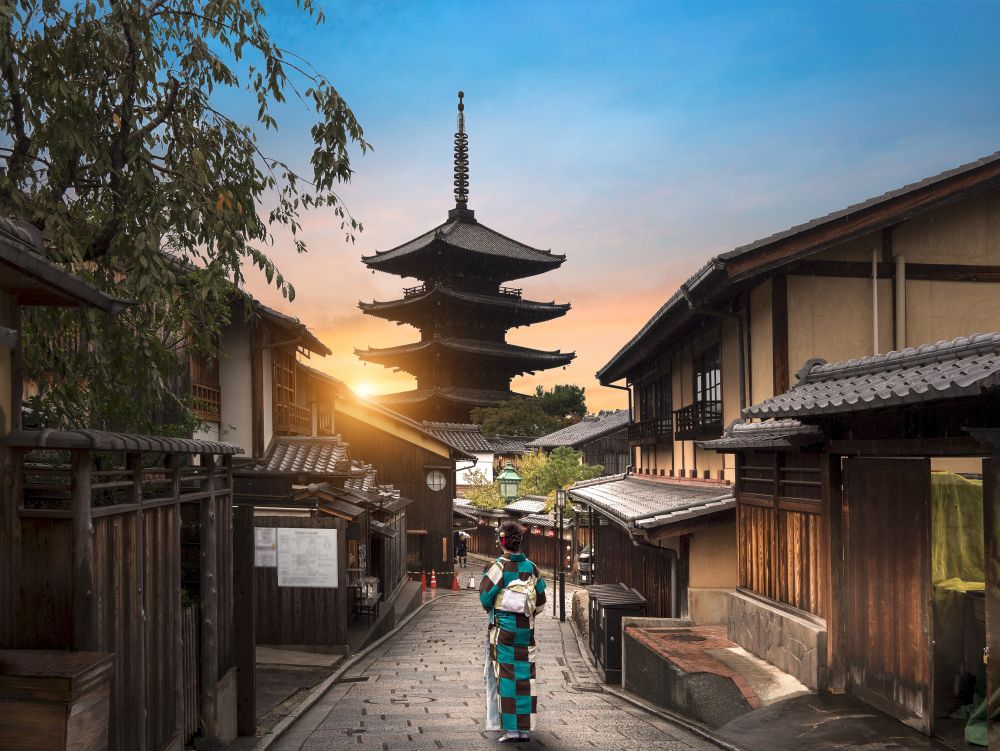 Yasaka Pagoda and Sannen Zaka Street in the Morning, Kyoto, Japan