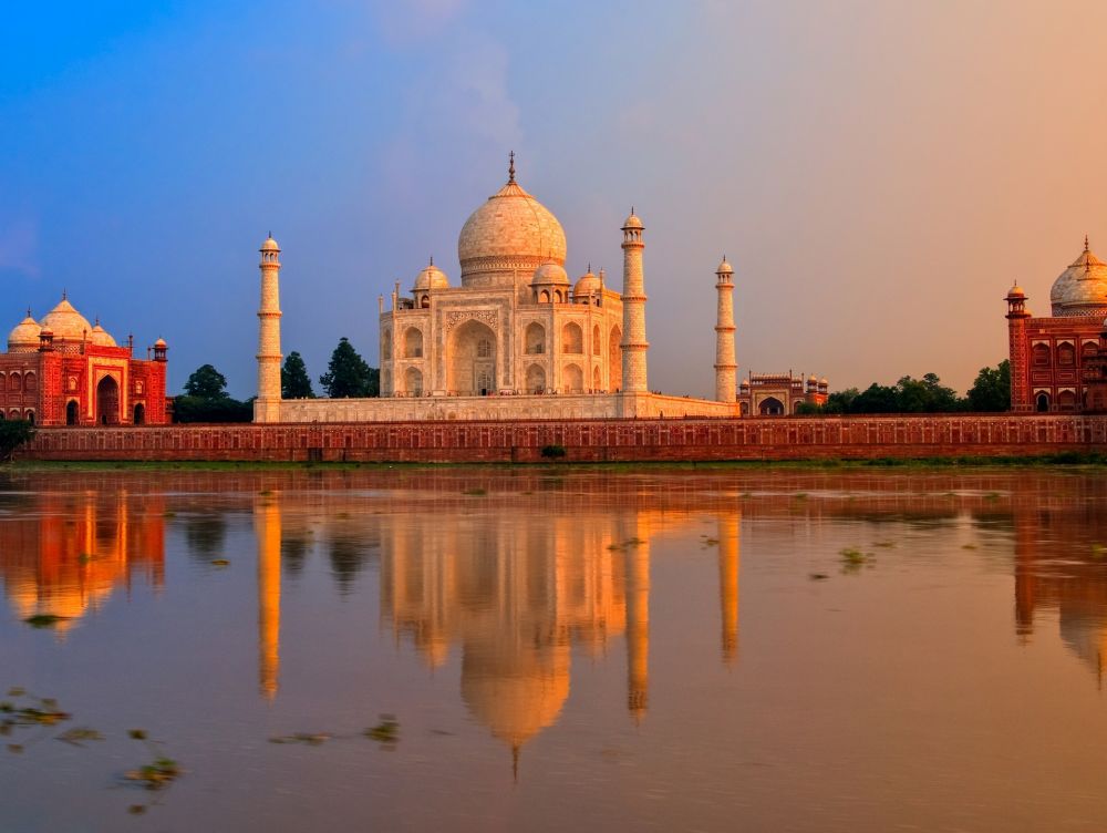Soleil couchant sur Taj Mahal, Agra
