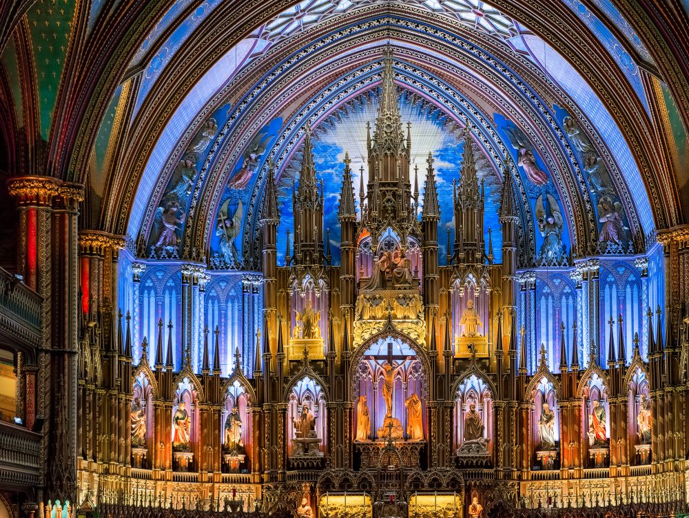 Inside view of the Montreal Montreal Notre-Dame Basilica.