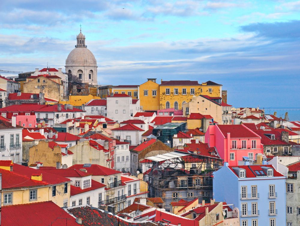 Colorful houses of Alfama district, Lisbon, Portugal