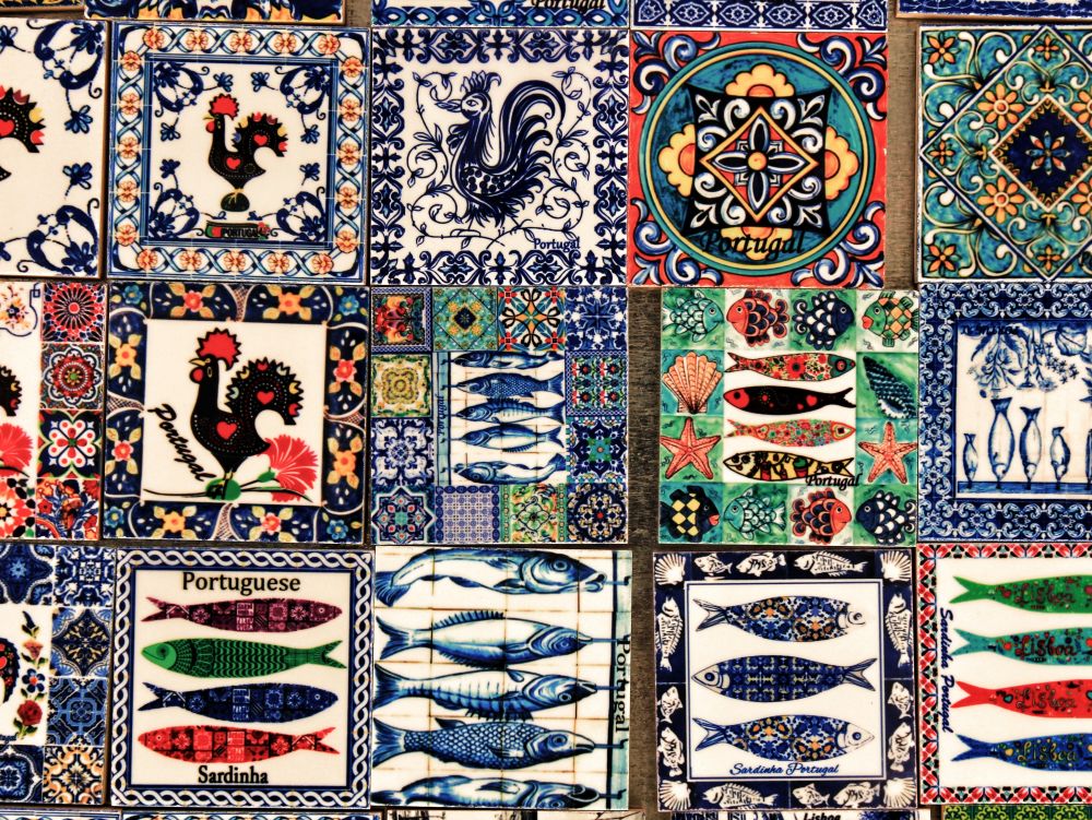 Fridge souvenir magnets imitating portuguese tiles for sale
