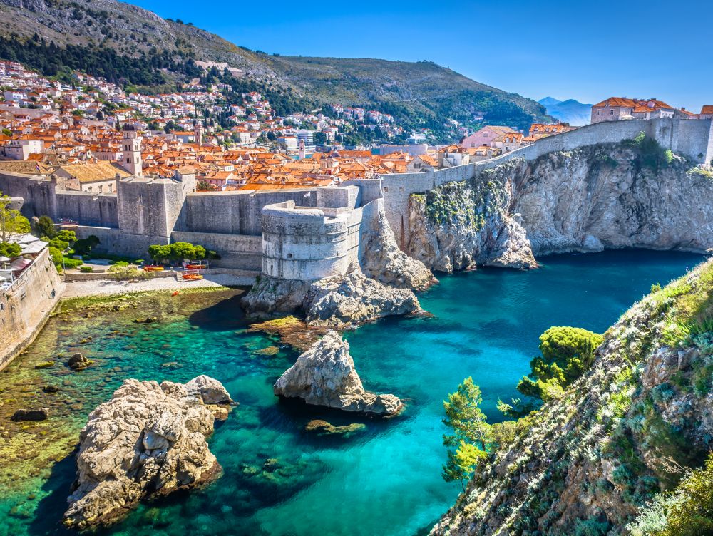 Dubrovnik landscape. / Aerial view at famous european travel destination in Croatia, Dubrovnik old town.