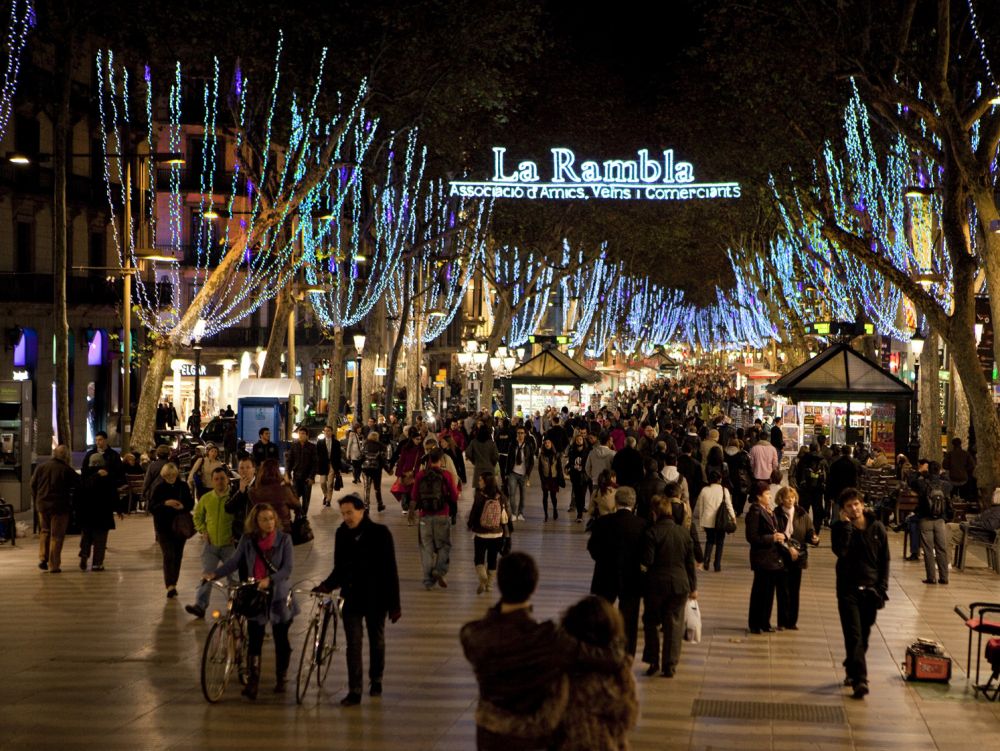 Barcelone - illuminations de Noël sur La Rambla