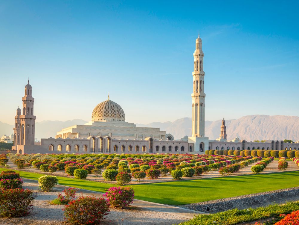 Sultan Qaboos Grand Mosque in Muscat, Oman.